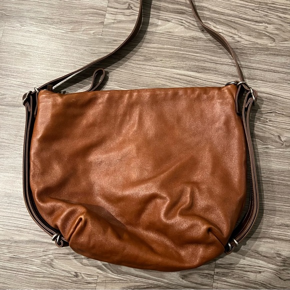 BNWT Custom Design 100% Lambskin Leather Convertible Bag in Cognac / Espresso - Picture 5 of 16